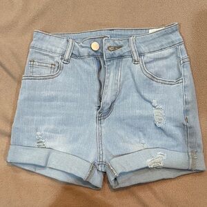SHEIN Light Blue Ripped Jean Shorts